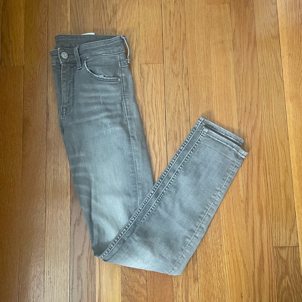 & denim grey jeans.